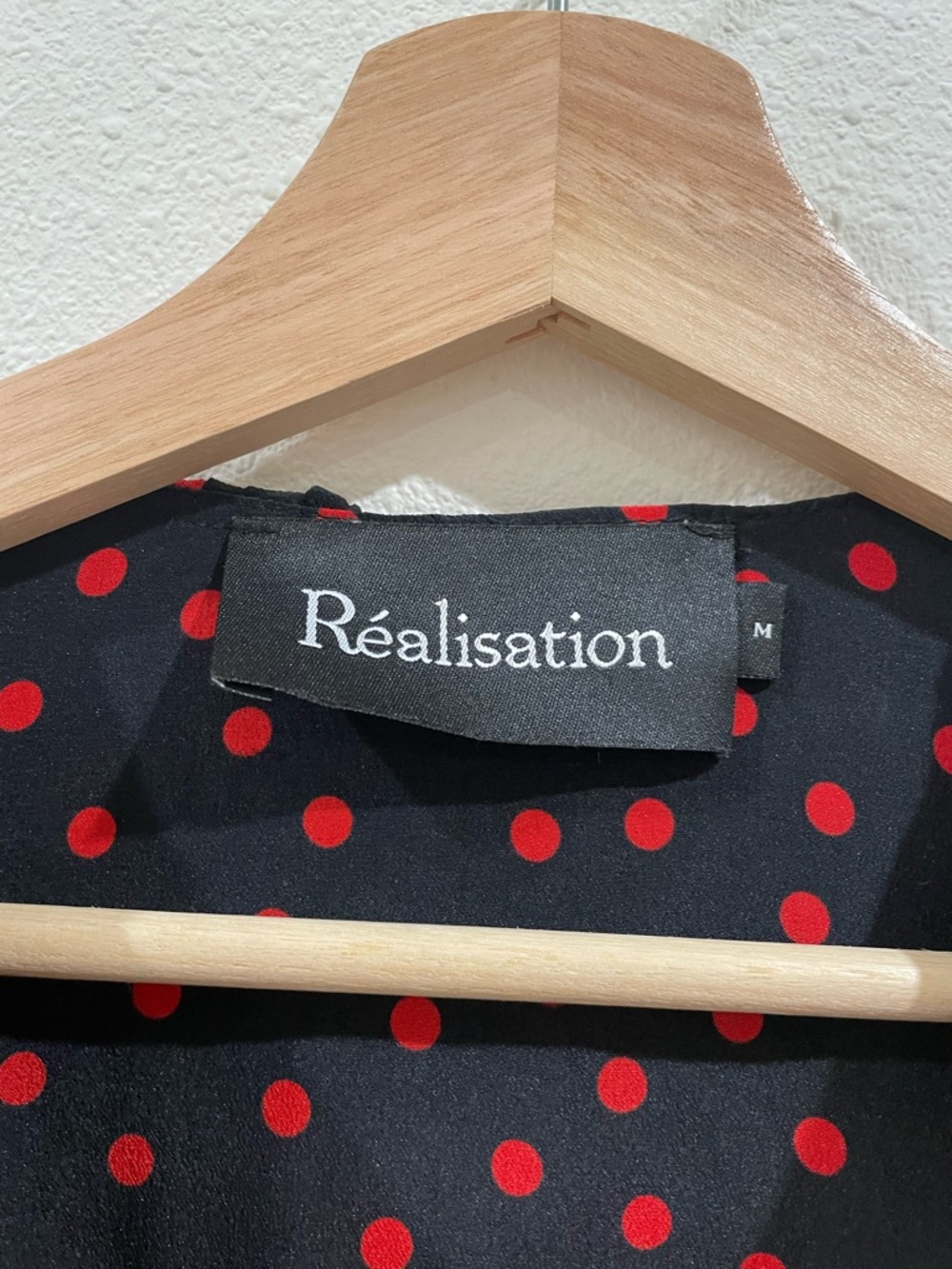 Realisation Par Alexandra Black Mini Wrap Dress Red Polka Dots Medium 100% Silk - Picture 9 of 14